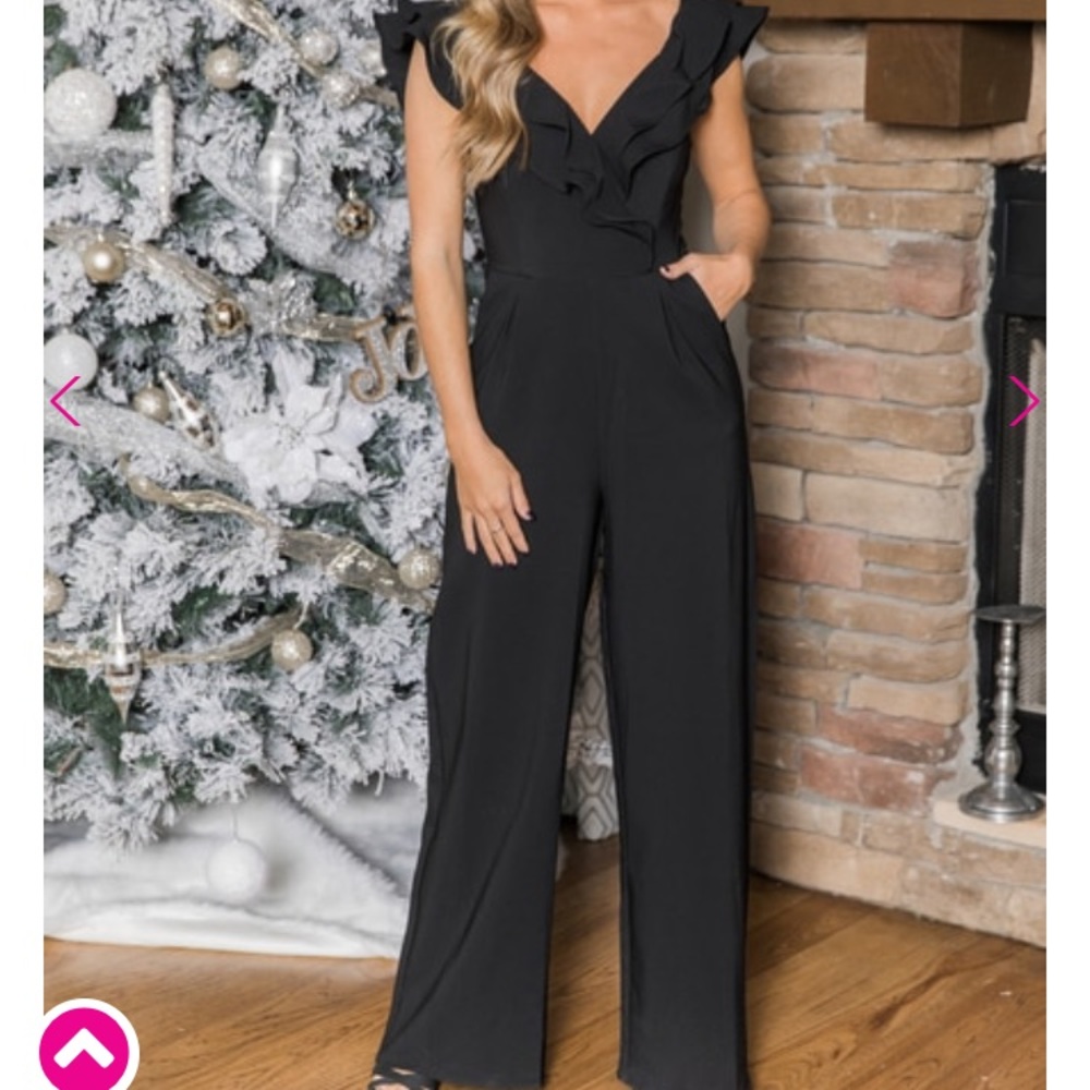 Black Ruffle Jumpsuit - Picture 3 of 4